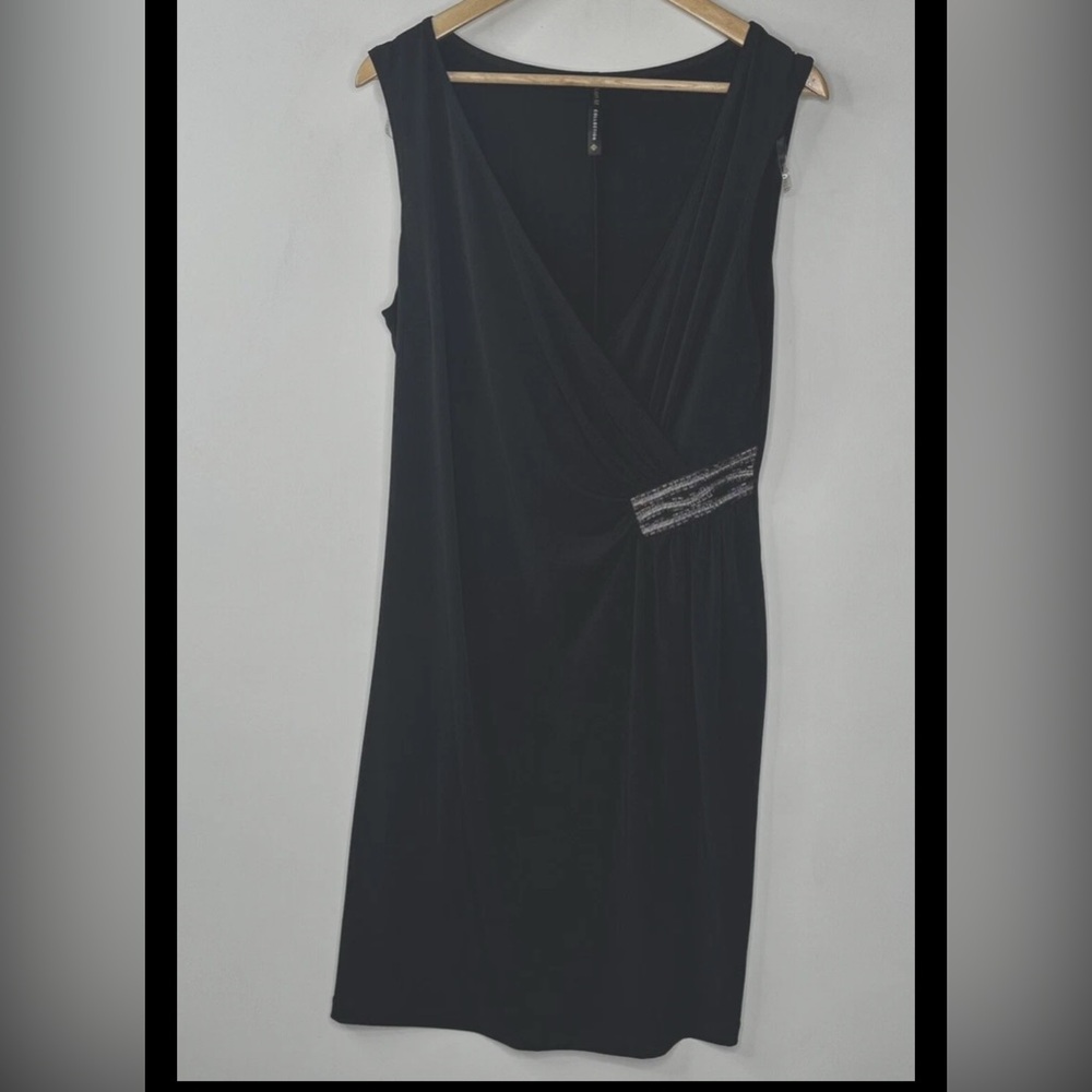 Lori M Michaels Cocktail Party Dress Size L Black Sleeveless V Neck Pullover